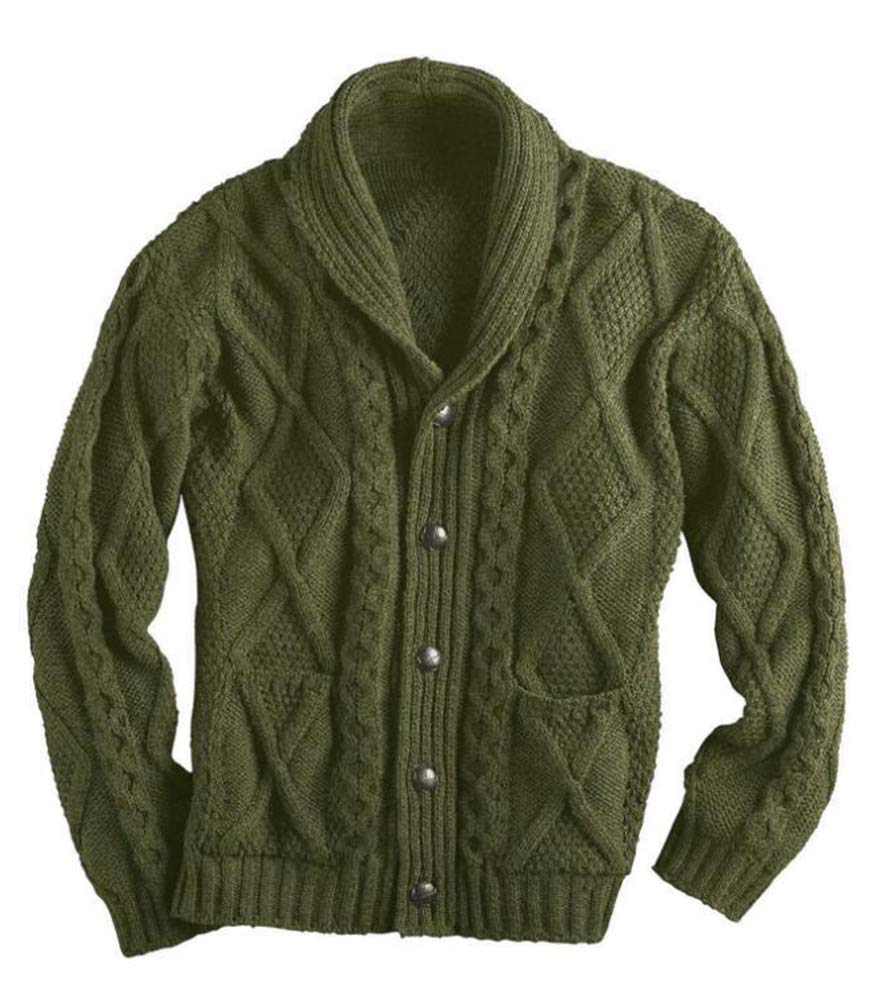 keepmore Mens Classic Buttons Vintage Plain Knitted Grandad Cardigan Jumper Shawl Neck V Neck Cardigan
