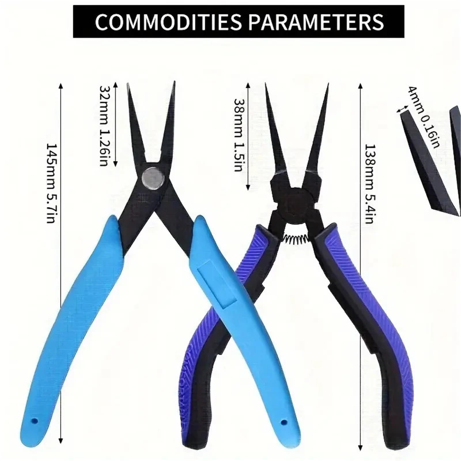 Pinza a becchi lunghi in acciaio ad alto tenore di carbonio, pinza a becchi piatti, strumenti for aprire e chiudere fili piegati, 1/2 pz.(1pc Style B)