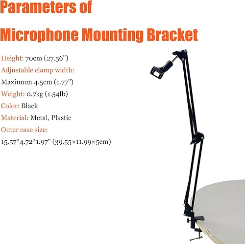 Miniatura 2 de Soporte de montaje de micrófono Micrófono Suspensión Boom Mic Soporte de brazo de tijera para Studio Broadcast Grabación Mic Stand