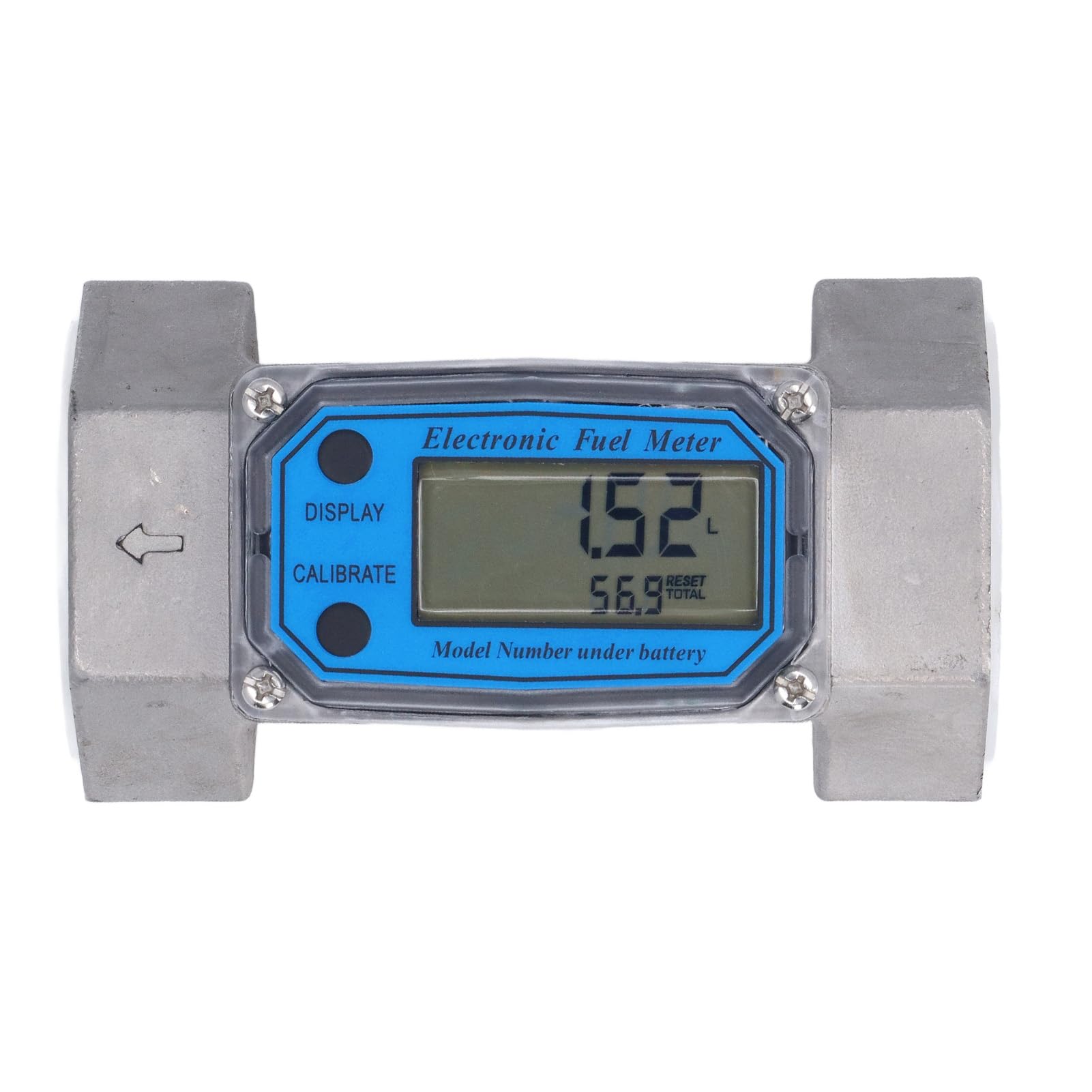 Denash Caudalímetro de Turbina Digital de Acero Inoxidable de 2 Pulgadas, Caudalímetro Electrónico de Agua y, Pantalla LCD de 35-250 L/min, Precisión de ±1%, Diseño Modular para un Fácil