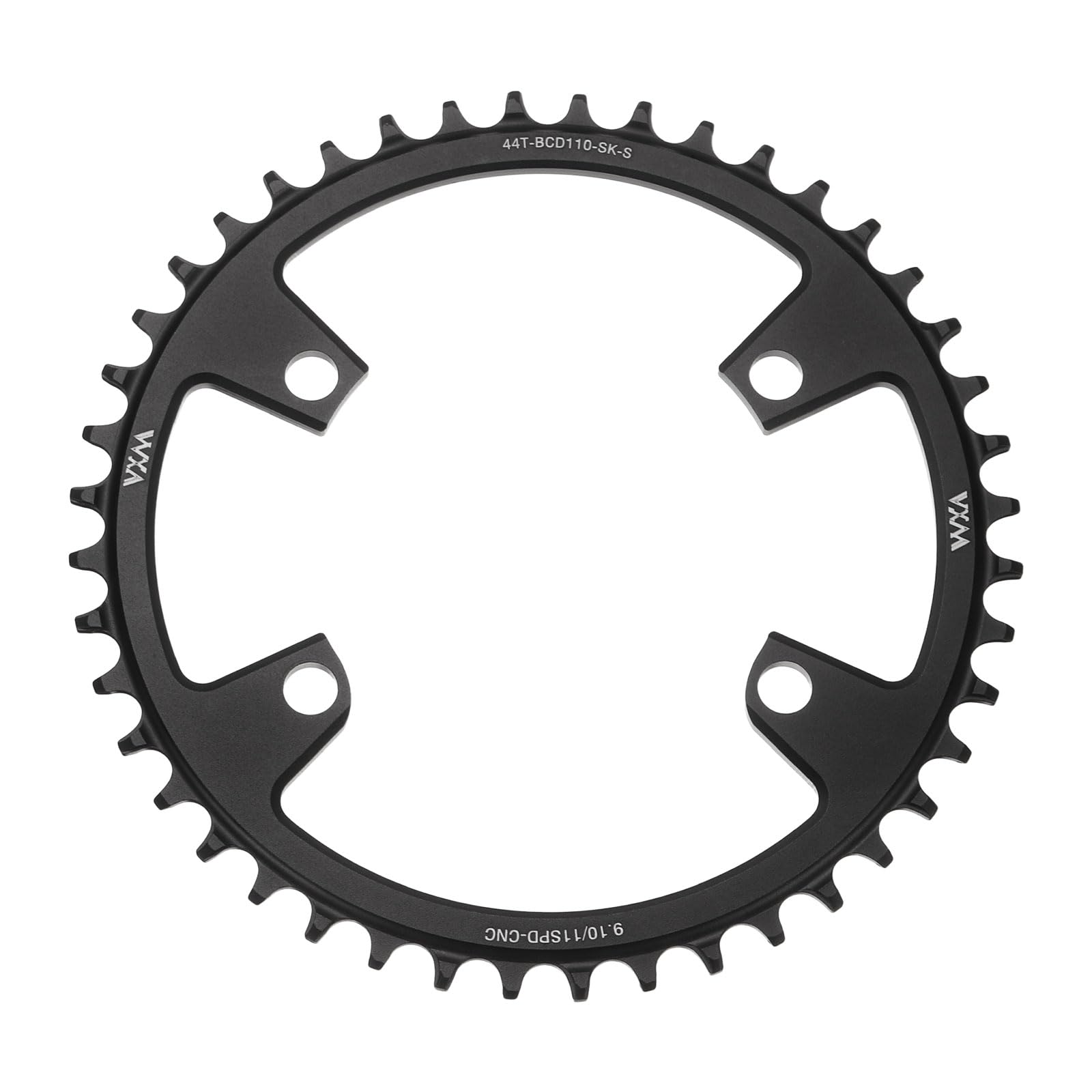 sourcing map 110BCD Bike Chainring 44T 9/10/11 Speed 184mm Diameter Round Aluminum Narrow Wide Tooth Bike Chainwheel for MTB Road Bike, Black