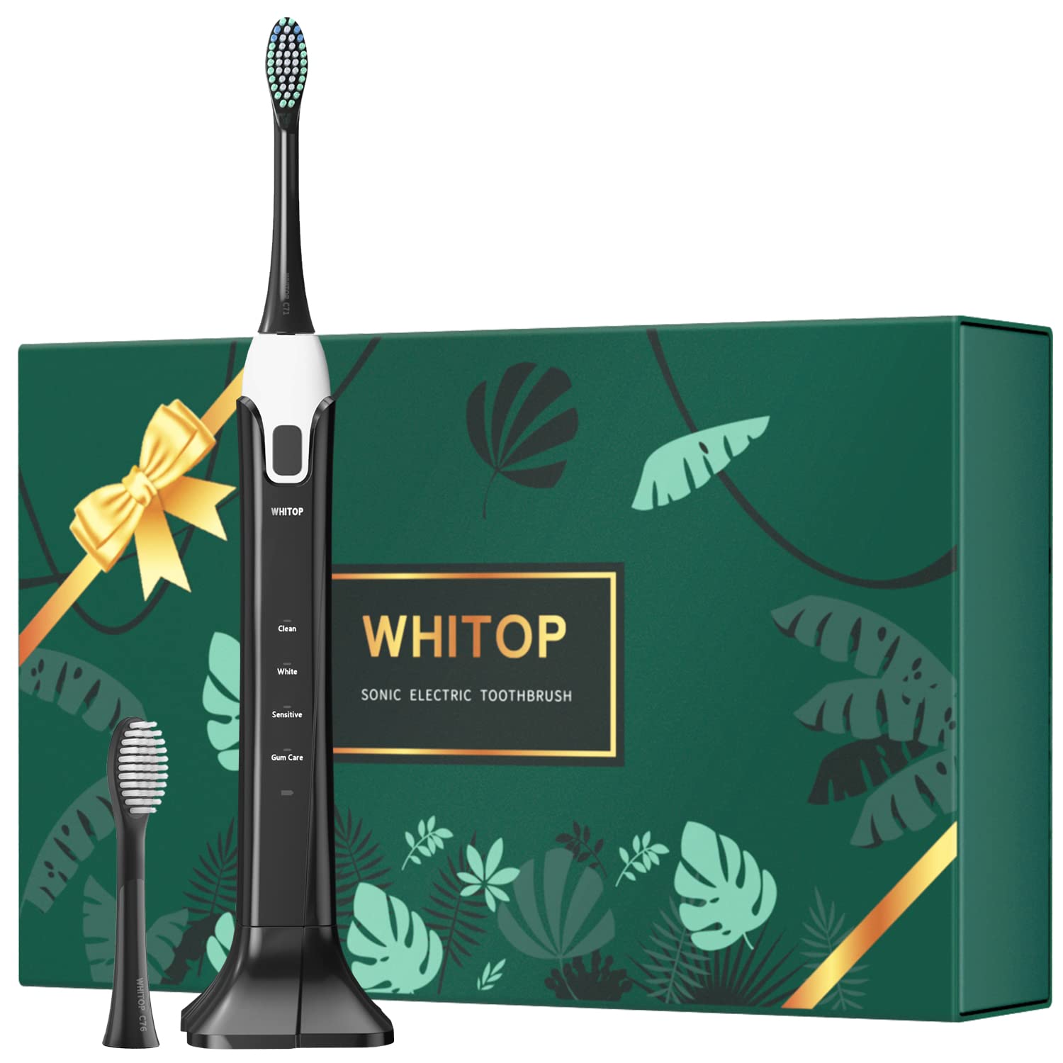 WHITOPCD-10 Sonic Electric Toothbrush for Women Electronic Power Rechargeable Ultrasonic Tooth Brush with Wireless Charging, 4 Modes, Pressure Sensor, Smart Timer, Once Charge for 100 Days …