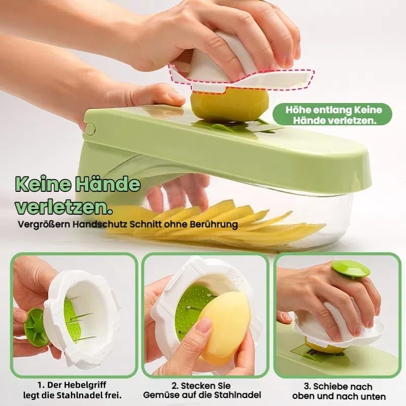 Cortadora de vegetales 13 en 1 con mango seguro verde miniatura 5