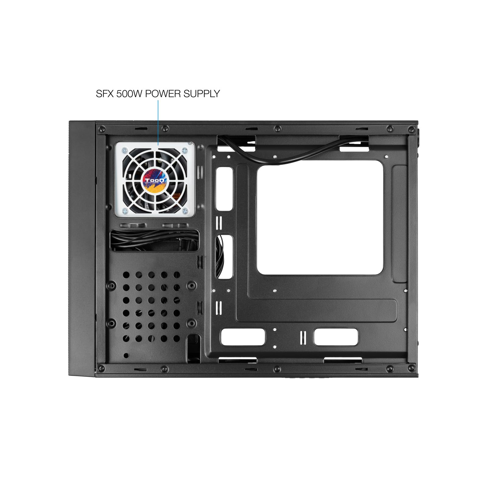 TOOQ TQC-3008U3C - Caja Slim Micro-ATX/Mini-ITX, Lector de Tarjetas SD/TF, Incluye Fuente de Alimentación Micro-ATX/SFX 500W, Color Negro