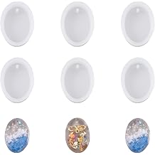 Cheriswelry 10pcs Oval Resin Pendant Casting Molds Clear Resin Jewelry Silicone Molds with Hanging Hole for Women DIY Pendants Keychain Earrings Jewelry Making Tool