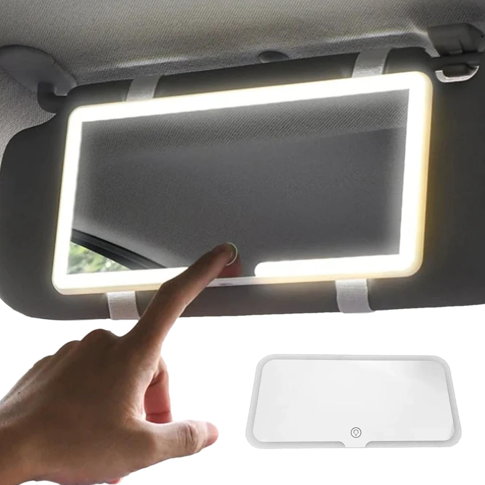 Espejo De Tocador Para Visera De Coche, Espejo De Maquillaje LED Para Coche, Espejo Cosmético Con 3 Modos De Luz Y 60 LED, Espejo De Maquillaje Con Control Táctil Regulable, Espejo De Maquillaje