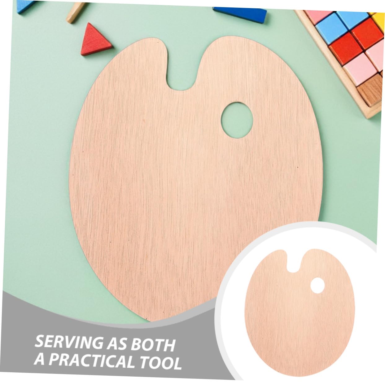 Palette de Peinture Ovale en Bois 6pcs Palette Artistique Polyvalente Facile à Nettoyer avec Trou Pouce pour Aquarelle et Peinture à l'huile