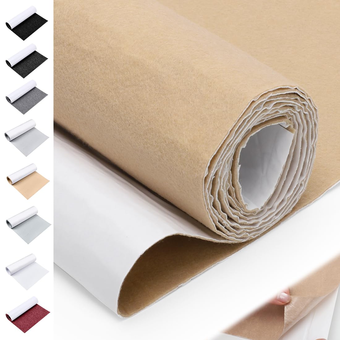 LOMUG Selbstklebend Filzstoff, Filz selbstklebend Meterware 40x220cm 1mm Dicke Klebefilz Selbstklebend, Selbstklebender Filz Mehrzweckklebstoff Bastefilz für DIY Box Liner Stühle Möbel Bodenschutz