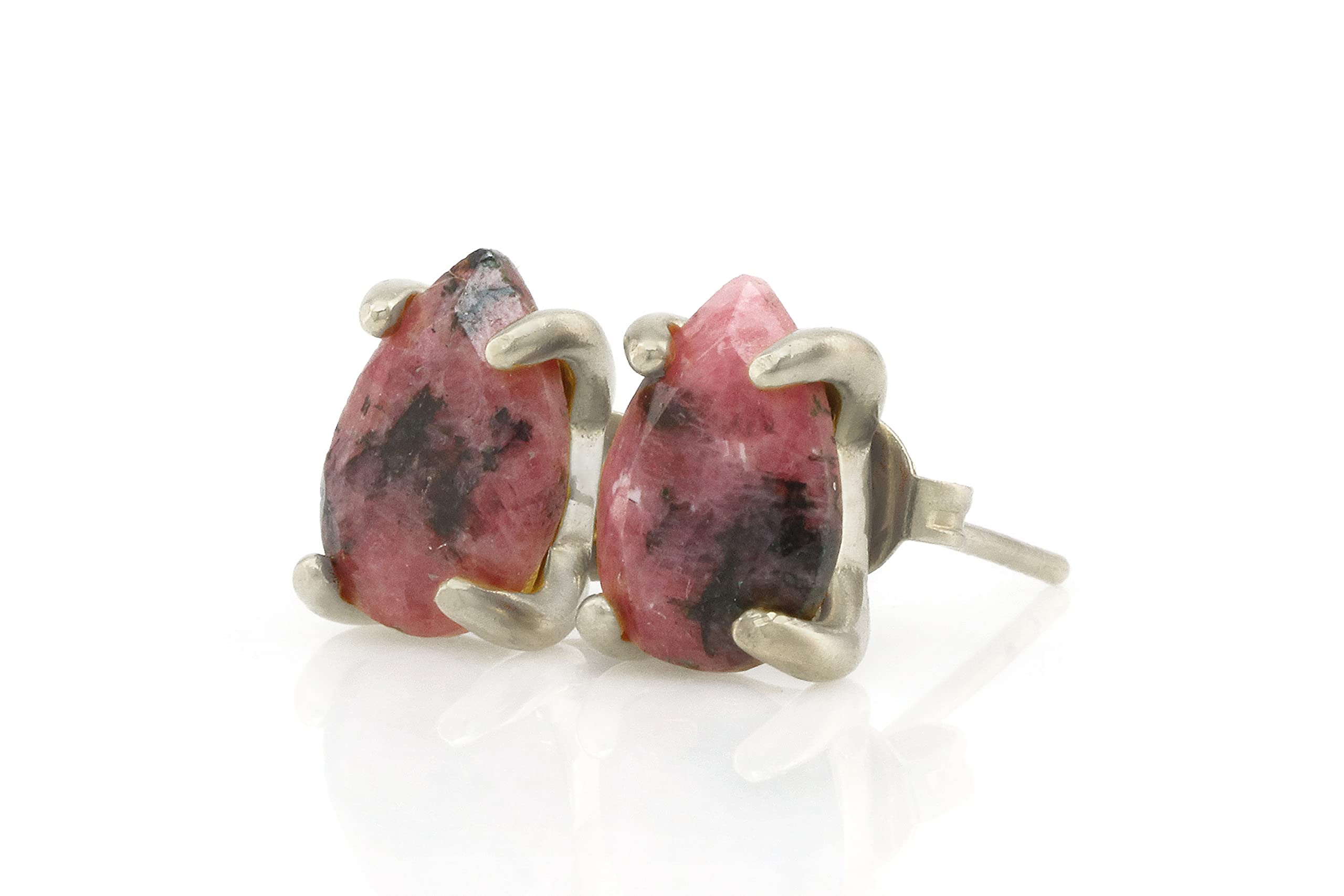 Anemone Pera Rodonite Orecchini - Gemma Naturale Orecchini per Tutti i Giorni, Orecchini Fatti a Mano, Orecchini Moda - Gioielli Personalizzati per Signore - Orecchini Artigianali con Scatola Regalo