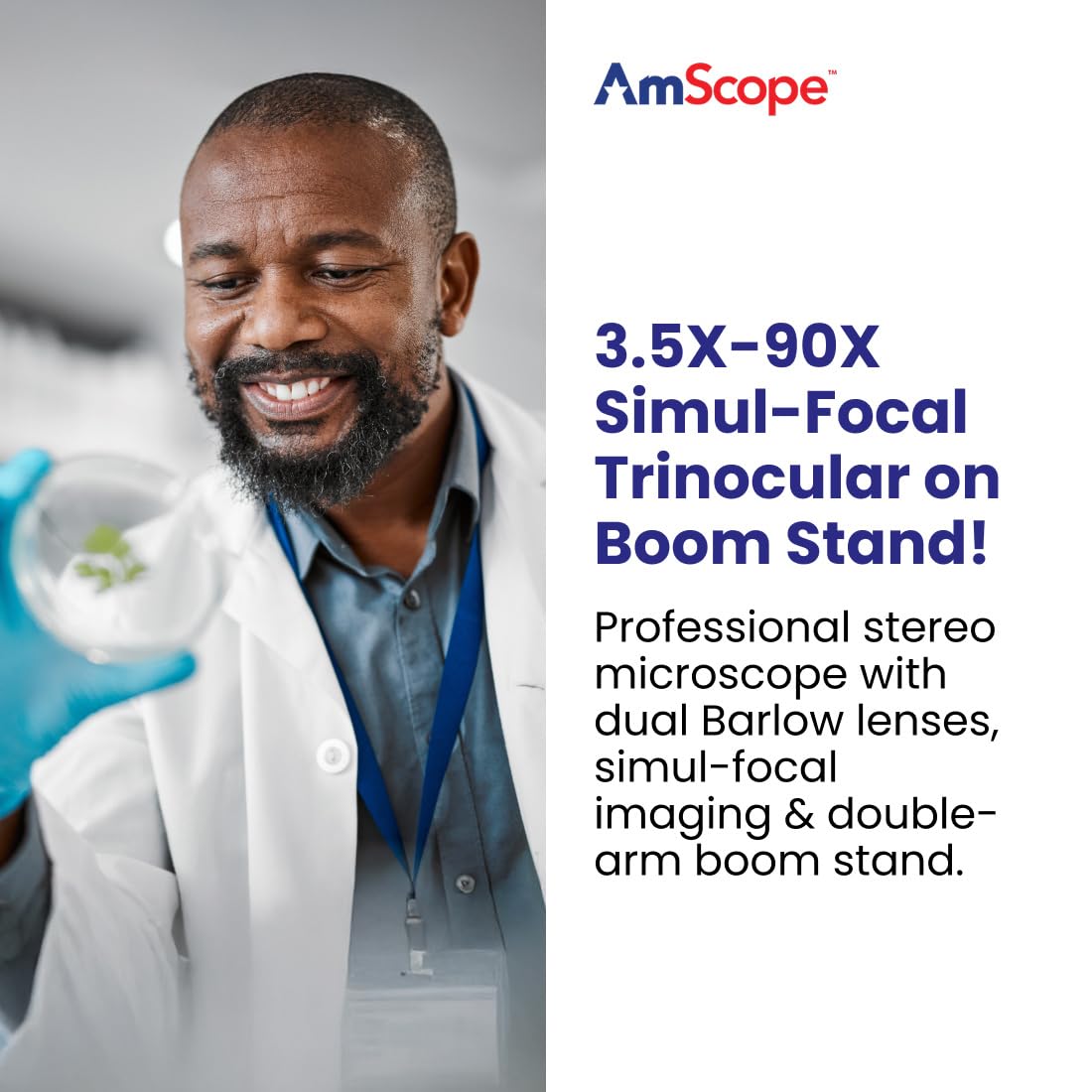 3.5X-90X Microscopio stereo zoom, su supporto doppio