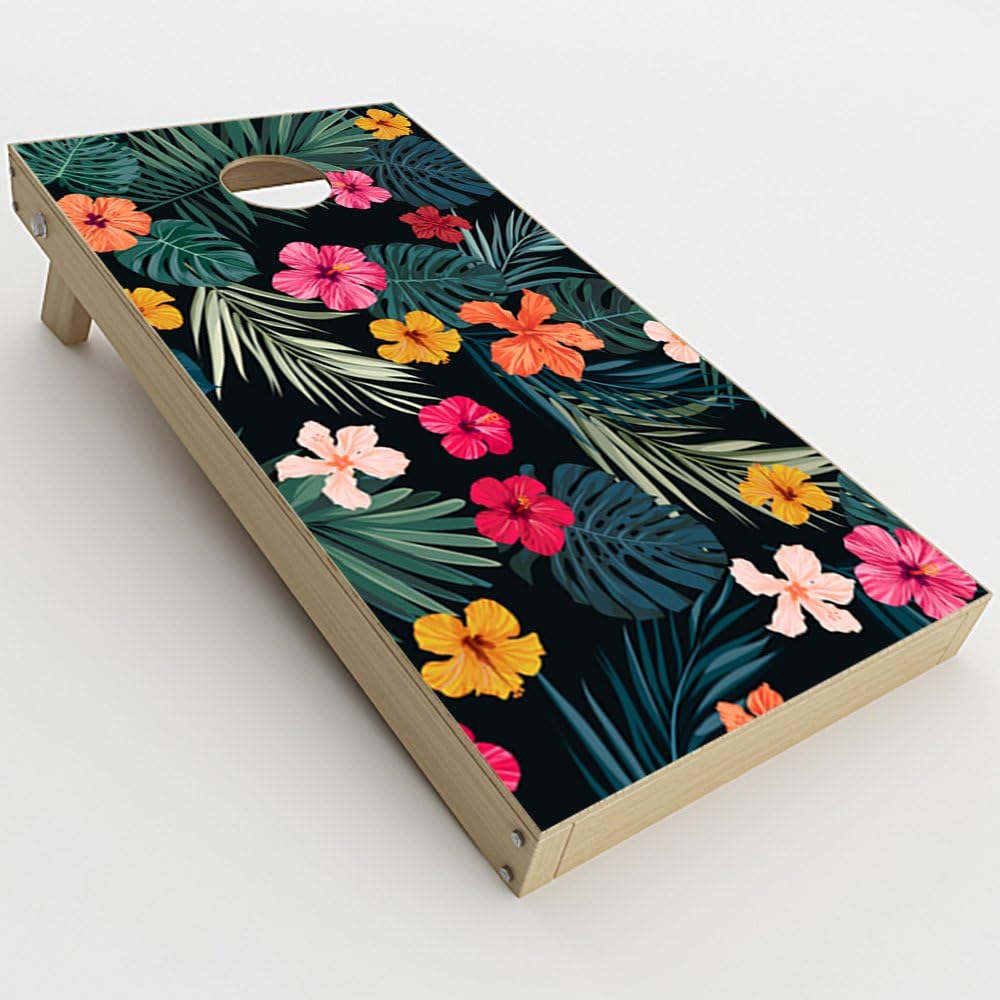 Skin Decal Vinyl Wrap for Cornhole Game Board Bag Toss (2xpcs.) Skins Stickers Cover/Hibiscus Flowers Tropical Hawaii