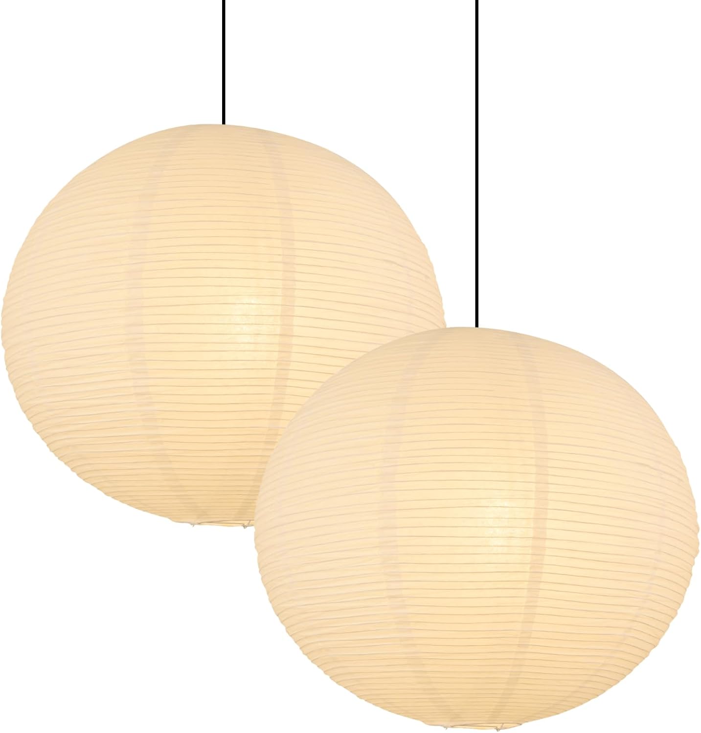 Koorle White Paper Lantern Lamp Shades Set of 2, 12x12 Inch Foldable Chinese Round Pendant Lights for Home Decor Ceiling Fixtures