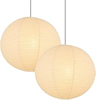 Koorle White Paper Lantern Lamp Shades Set of 2, 12x12 Inch Foldable Chinese Round Pendant Lights for Home Decor Ceiling Fixtures