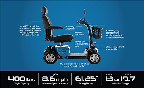 Miniatura 5 de Pride Mobility Victory LX Sport - Patinete de 4 ruedas (rojo manzana caramelo, asiento de 20 x 20 pulgadas)