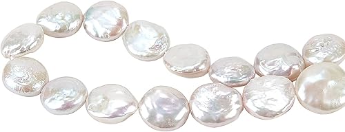 Miniatura 2 de LiQunSweet 15 piezas de cuentas redondas planas de agua dulce cultivadas naturales keshi sueltas para mujeres y niñas, aretes, collar, pulsera,