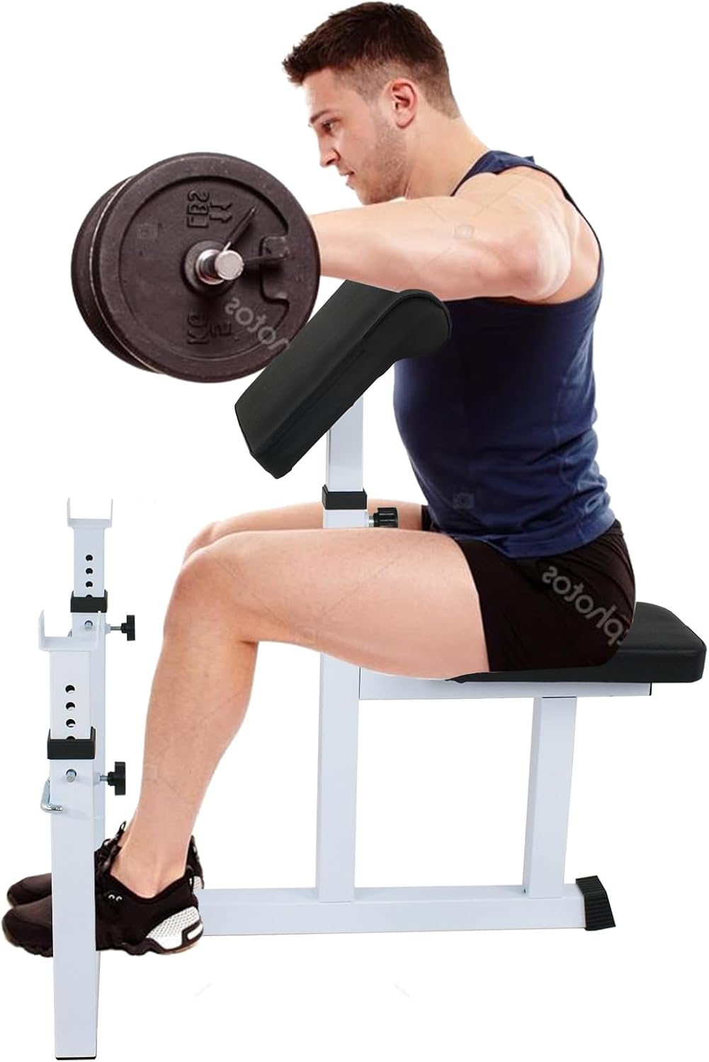 JupiterForce Preacher Curl Bench, Adjustable Arm Curl Bench for Bicep Isolation 550 LBS Capacity Home Gym Strength Training Equipment, Barbell Rack and Dumbbell Station