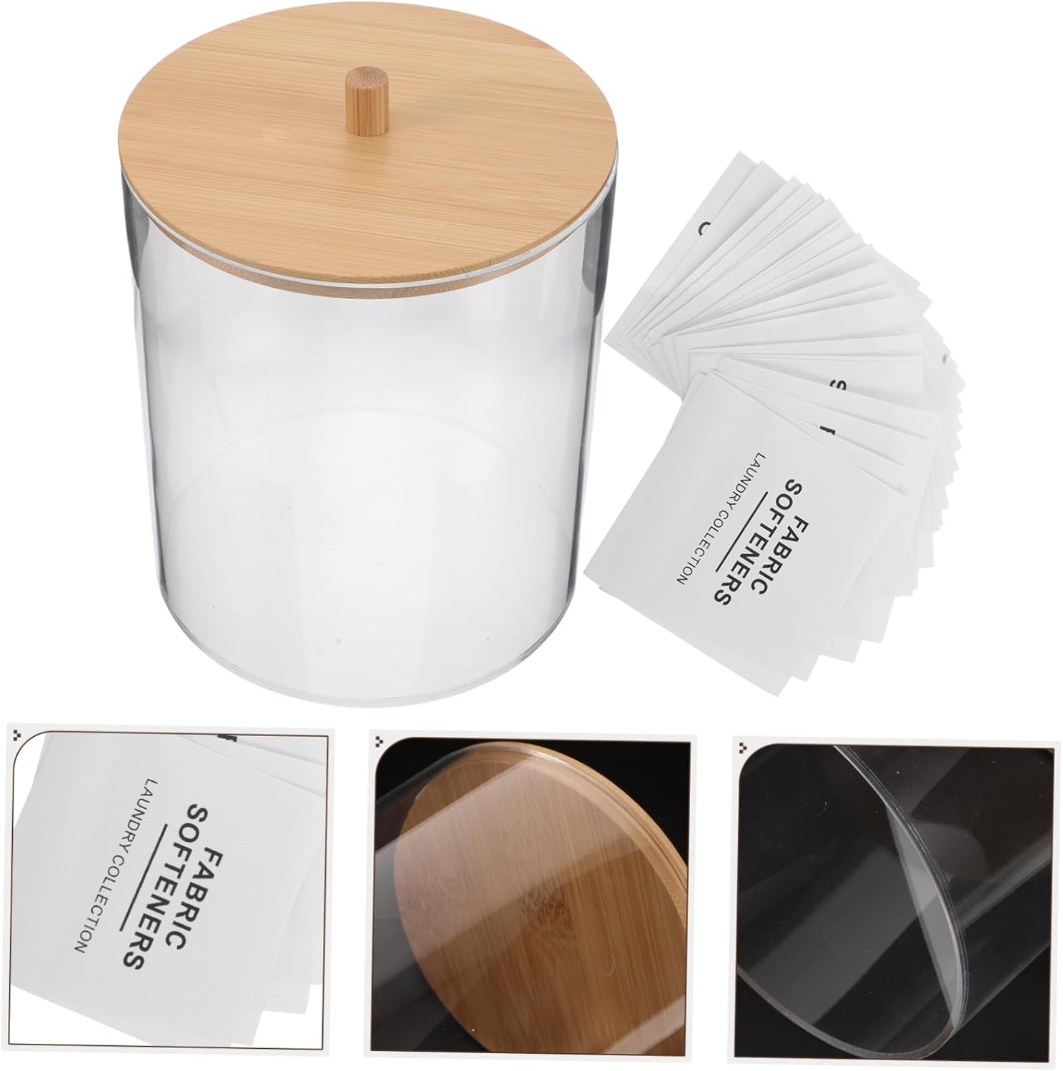 Levemolo Laundry Room Storage Acrylic Tissue Box Covers Labels Dry Sheet Container