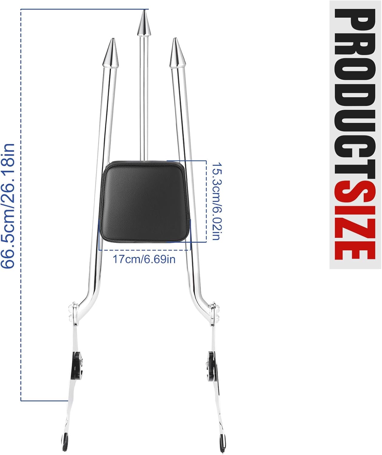 28 inch Motorcycle Rear Passenger Sissy Bar Backrest, Detachable Cushion Pad Fit for Harley Touring Road King Street Glide CVO Road Glide Electra Glide Ultra Limited 2009-2025 (Chromed Silver)