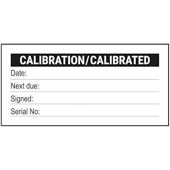 V Safety Write - On - Calibration/Calibrated Serial No Sticker - Black - 51x25mm Roll of 250