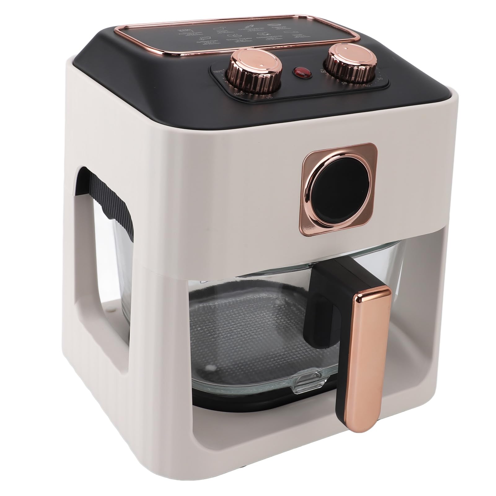 Cocina de Aire Eléctrica con Control de Temperatura Inteligente Visual con Ventana de 360 ​​grados, Vidrio de Borosilicato Alto, Capacidad de 6 Litros, (Enchufe europeo