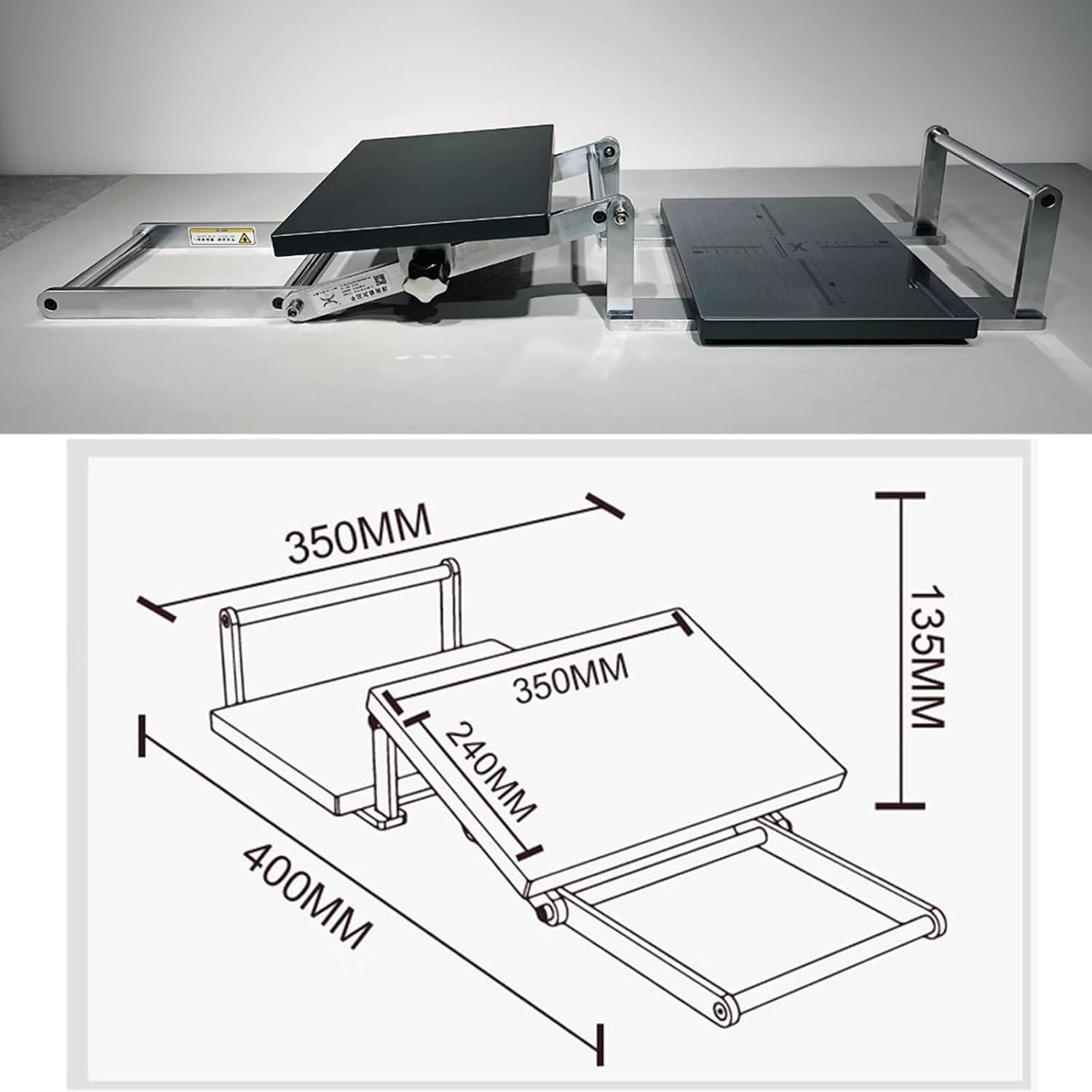 Prensa plana manual para grabado en linóleo y aguafuerte en formato A4, altura ajustable, compatible con tarjetas y sellos, placa de 35 x 24 cm. Prensa versátil para grabado en linóleo y madera.