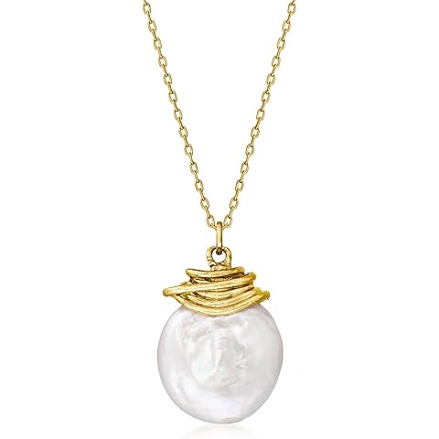 Ross-Simons 13mm Cultured Baroque Coin Pearl Pendant Necklace