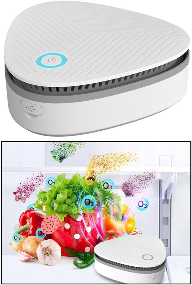 Mini Ozone Air Purifier Fresh Deodorant Sterilizer Odor Eliminator USB Rechargeable Portable Compact for Car Refrigerator Camping Travel