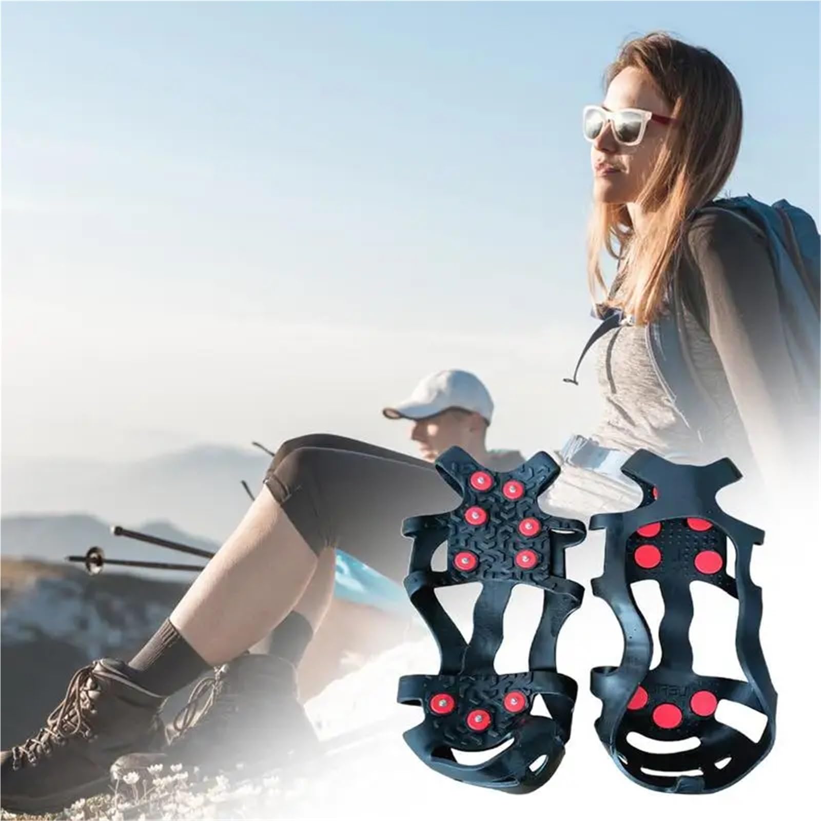 Grödel Ice Cleats Non-Slip Grips Silicone Shoe Spike for Snow and Portable Cleat for Hiking Climbing Fishing für Winterwanderungen