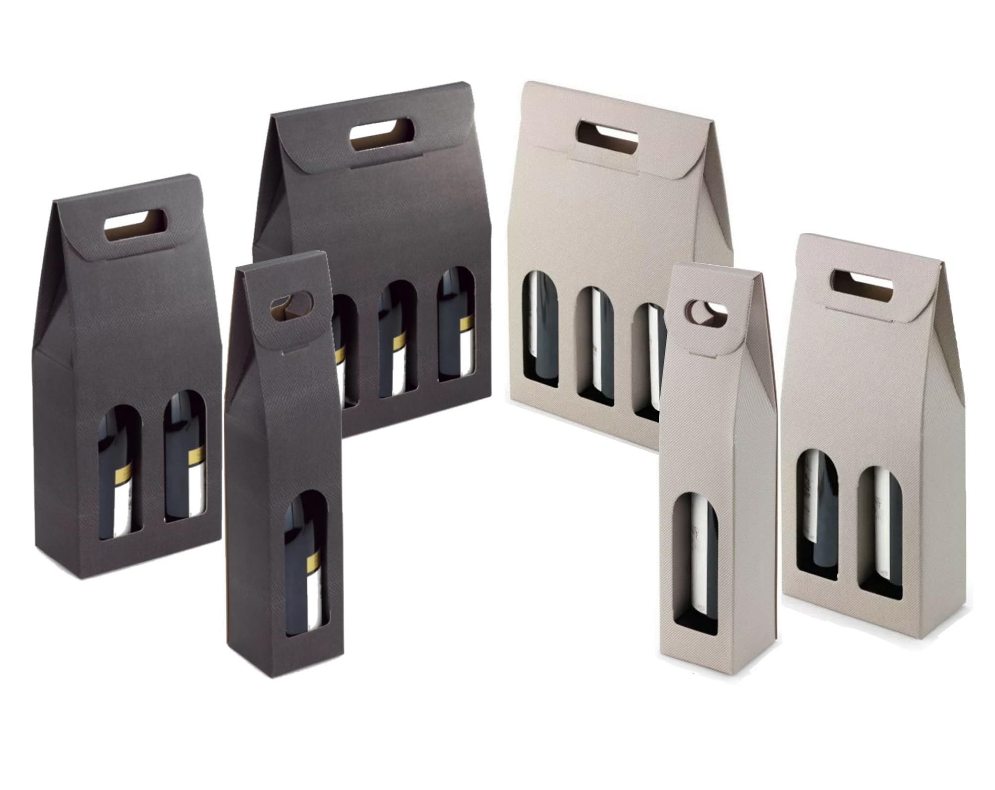 Wine Bottle Carrier Holder Single Double Triple Christmas Birthday Gift Box (Chocolate - Triple, 2 Carriers)