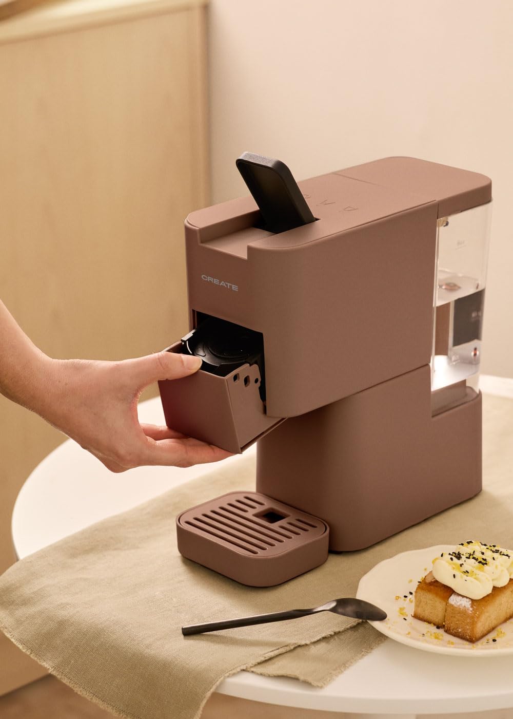 CREATE / THERA STUDIO/Mehrkapsel-Espresso- und Mahlkaffeemaschine Mokka/Touch-Bedienfeld, 19 bar, programmierbar, 3 austauschbare Adapter, Anti-Vibrationssystem, 1450W