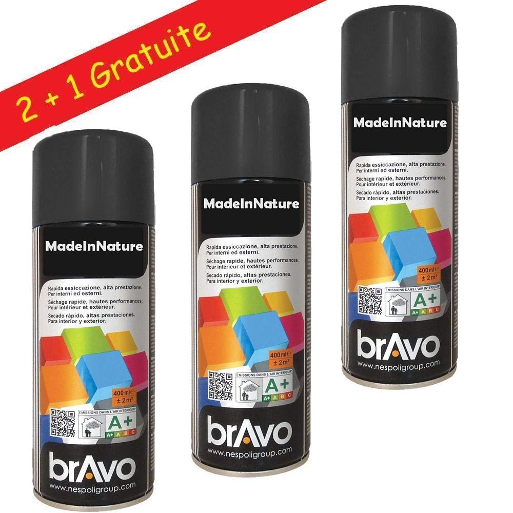 MadeInNature Sprühfarbe Spraydosen, Sprühlack, Schwarz, matt, 400 ml, RAL 9005, 6 Stück