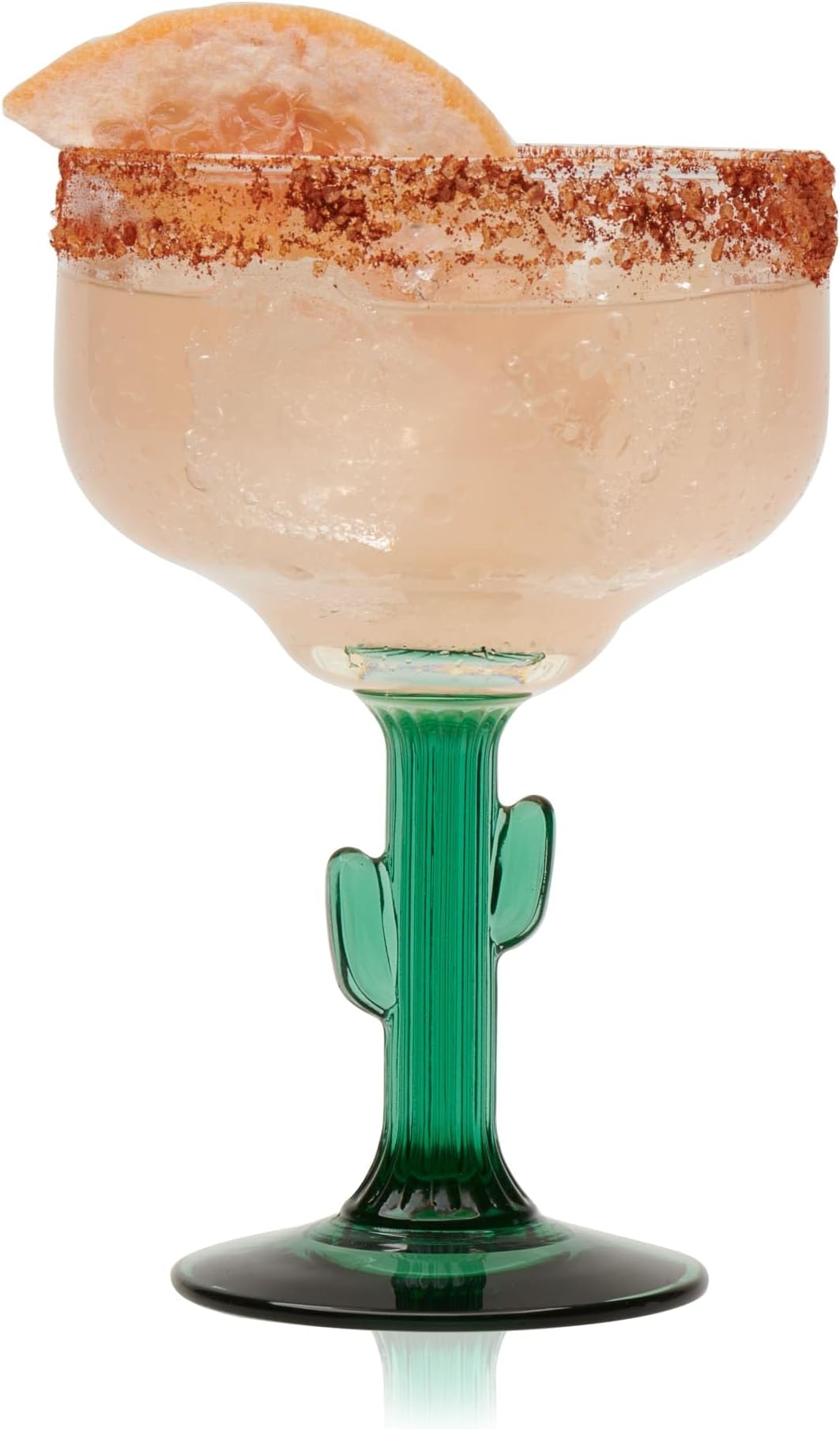 Libbey Cactus Margarita Glasses Set of 4, Durable Green Stemmed Cocktail Glasses, Lead-Free Cactus Glassware, Unique Plant Themed Frozen Margarita Glasses, 16-Ounce
