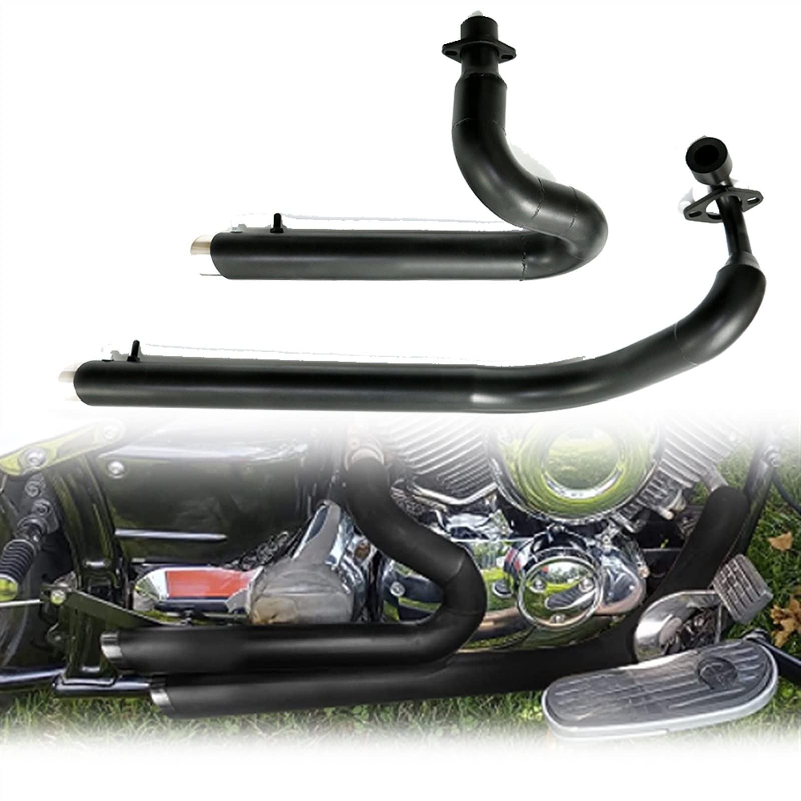 Silenziatore Tubo di Scarico Moto per Y&amaha V Star 650 XVS650 XVS400 DS650 400 Dragstar 400 Drag Star 650 Tutto L'Anno