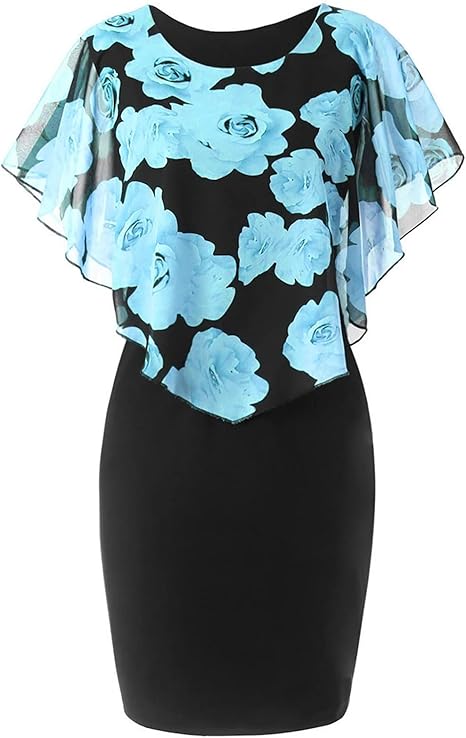 Summer Dresses for Women UK Clearance Plus Size Elegant Round Neck Printed Solid Sleeveless Pullover Dress for Special Occasions Ladies Maxi Dresses Petite Sexy Dress UK Size