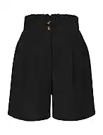 Shorts for Women Dressy High Waisted Pleated Business Casual Office Summer Trendy Trouser Black XL