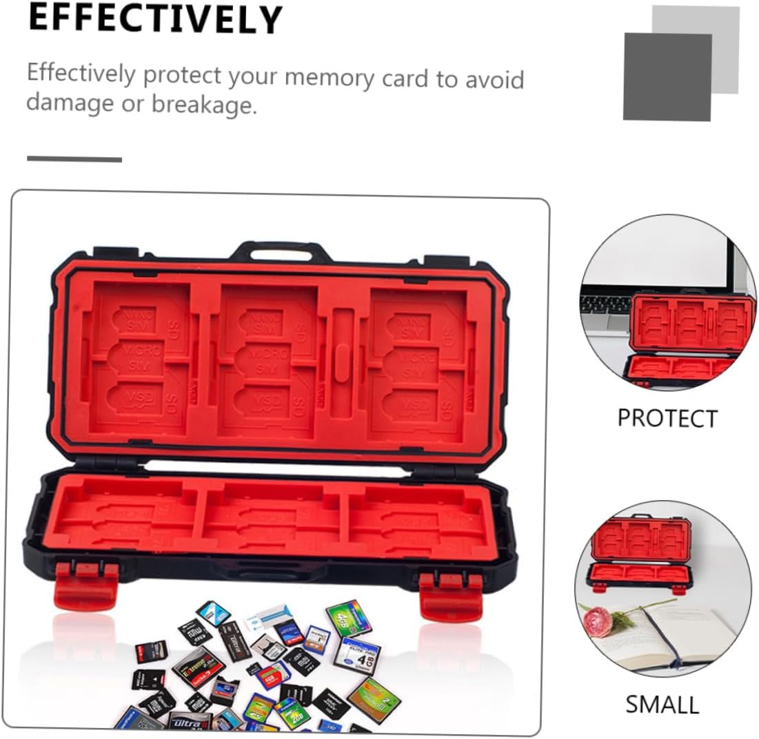 Memory Card Protective Case Holder Shock Proof ABS Red