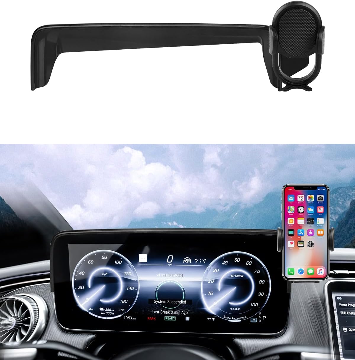 Autorder Car Phone Holder for 2023 2024 2025 Mercedes Benz EQE Accessories Phone Mount Screen Cell Phone Automobile Cradles Hands-Free 360 Degree Rotation