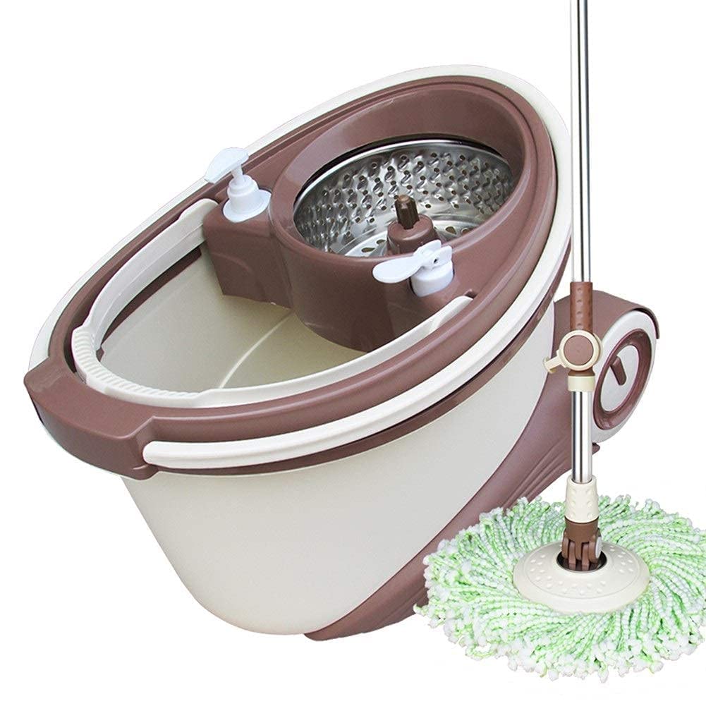 Mop Mop in Microfibra Spin Mop e Set secchi Mop Rotante Doppia Trasmissione con 4 Teste mocio