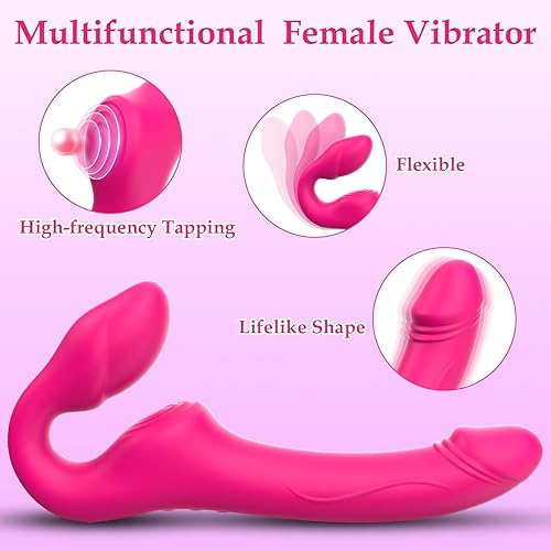 Miniatura 2 de Consolador sin tirantes de doble extremo con 10 modos y control remoto, de silicona antideslizante, vibrador anal realista para punto G, tapón