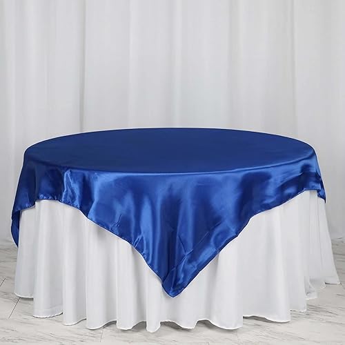 Efavormart - Mantel cuadrado de satén de 72 pulgadas para decoración de mesa de bodas, catering, fiesta, color azul rey