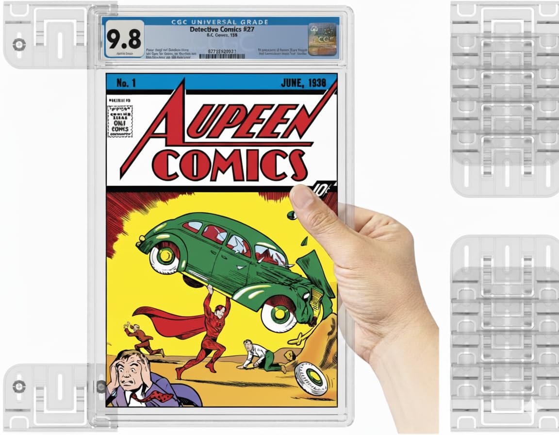 Comic Book Wall Display - 5 Pack Comic Book Display Shelf Slab Wall Mount Kit, Heavy Duty Comics Books Case Frame Holder, Clear Color (10 Pieces Hold 5 Slabs) - Comics and Cases Not Included