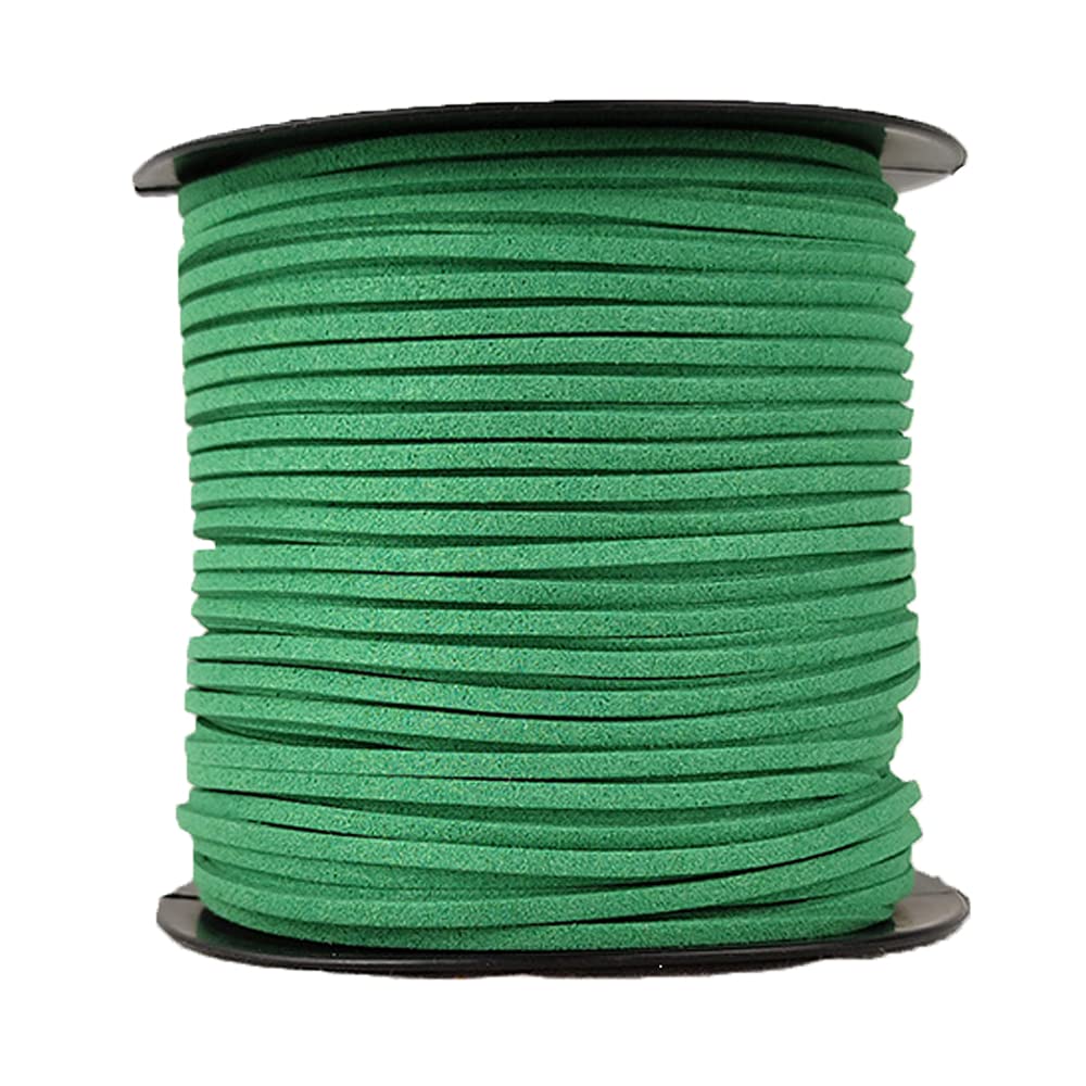 100 Yards Grass Green Flat Leather Cord Faux Suede Cord with Roll Spool,Jewelry Making,Gift Wrapping,Beading Craft Thread DIY Handmade Crafts Thread 2.9mm Width