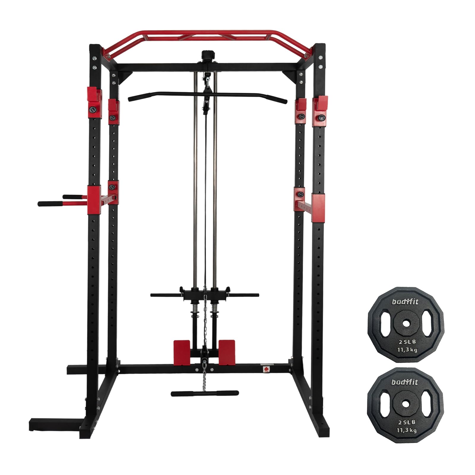 ALLINLIFE Jaula Musculacion Ajustable,Jaula de Potencia Multifuncional,Jaula de Sentadillas con Barra de Dominadas, Estación de Dips y Remo,Multipower Maquina Gym Gimnasio en Casa para Entrenamiento