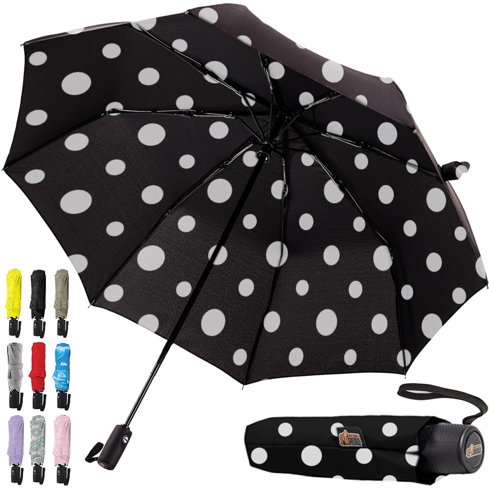 GORILLA GRIP Strong Windproof Stick Compact Umbrella for Rain, One-Click Automatic Open and Close, Durable Quick Dry Waterproof Material, Lightweight