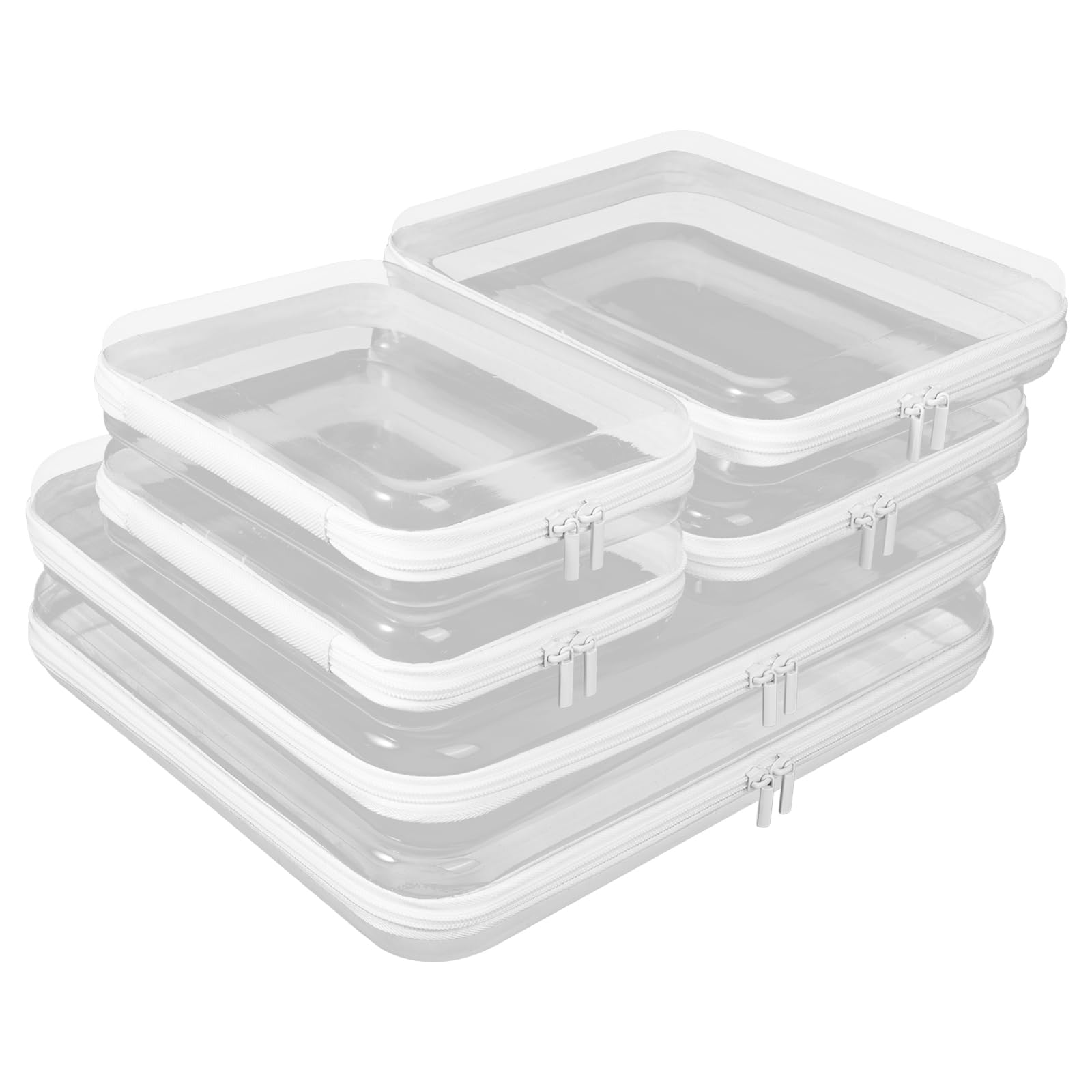 Fantasyon Lot de 6 étuis rigides transparents à fermeture éclair, organiseurs de maquillage et de toilette de voyage, sacs cosmétiques en plastique rigide pour le rangement, pochettes transparentes à