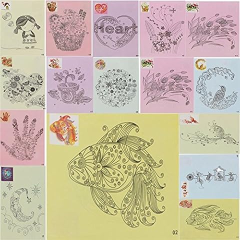 16pcs 32 Quilling Pattern Template DIY Quilling Paper Tools with Locating Paper Cover