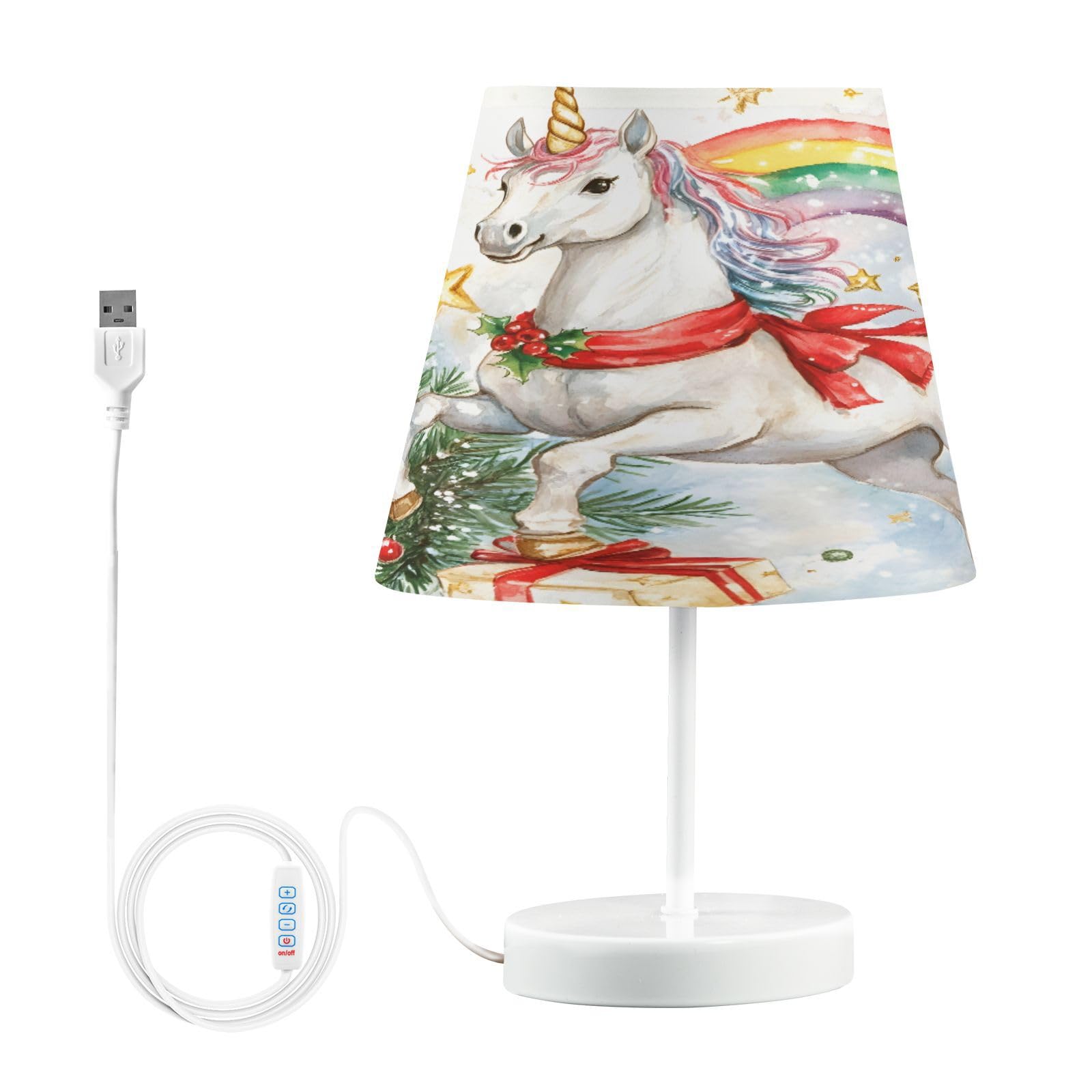 Mnsruu Lámparas de mesita de noche con puertos USB, mesita de noche de unicornio arcoíris para dormitorio, sala de estar, oficina, M