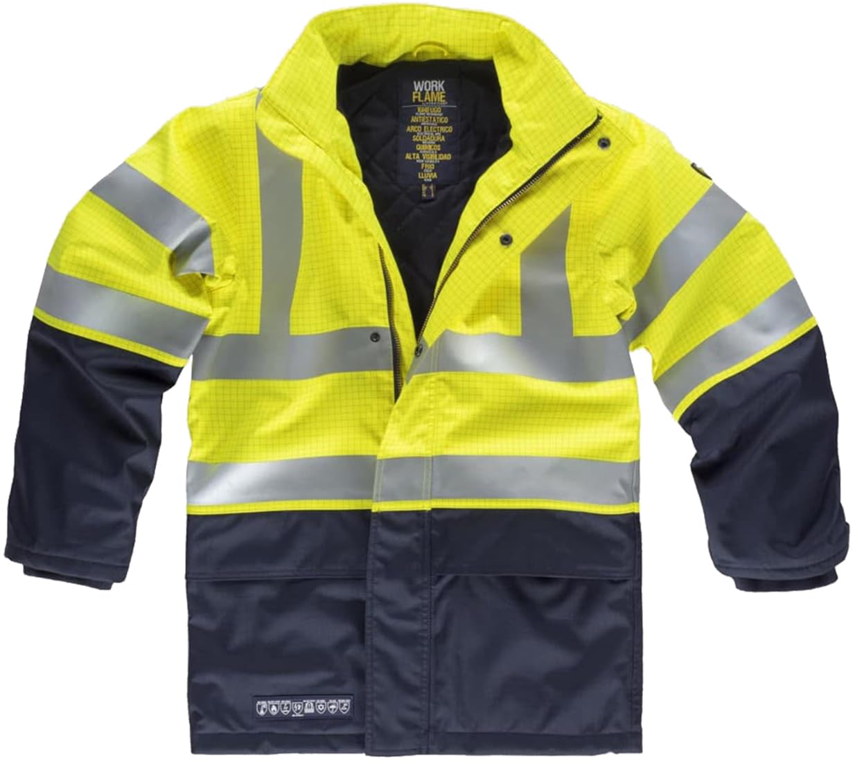 WORKTEAM Parka Ignífuga Alta Visibilidad, Antiestática con Protección Contra Soldadura, Arco Eléctrico, Ambientes Fríos, Lluvia y contra Productos Químicos. Waterproof. Unisex