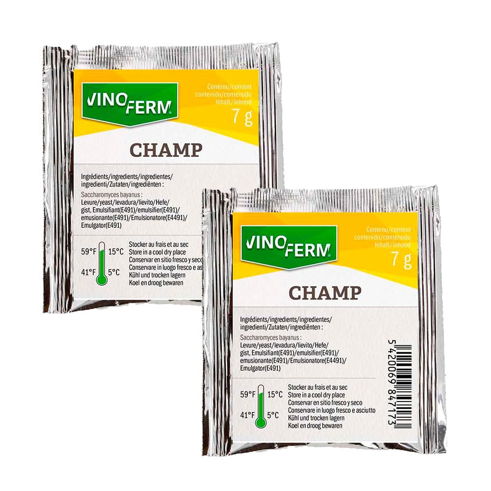 Levadura enológica seca activa para vino espumoso 7 g Pack 2 sobres 2x7g para segunda fermentación en botella método tradicional alta tolerancia alcohol y CO2