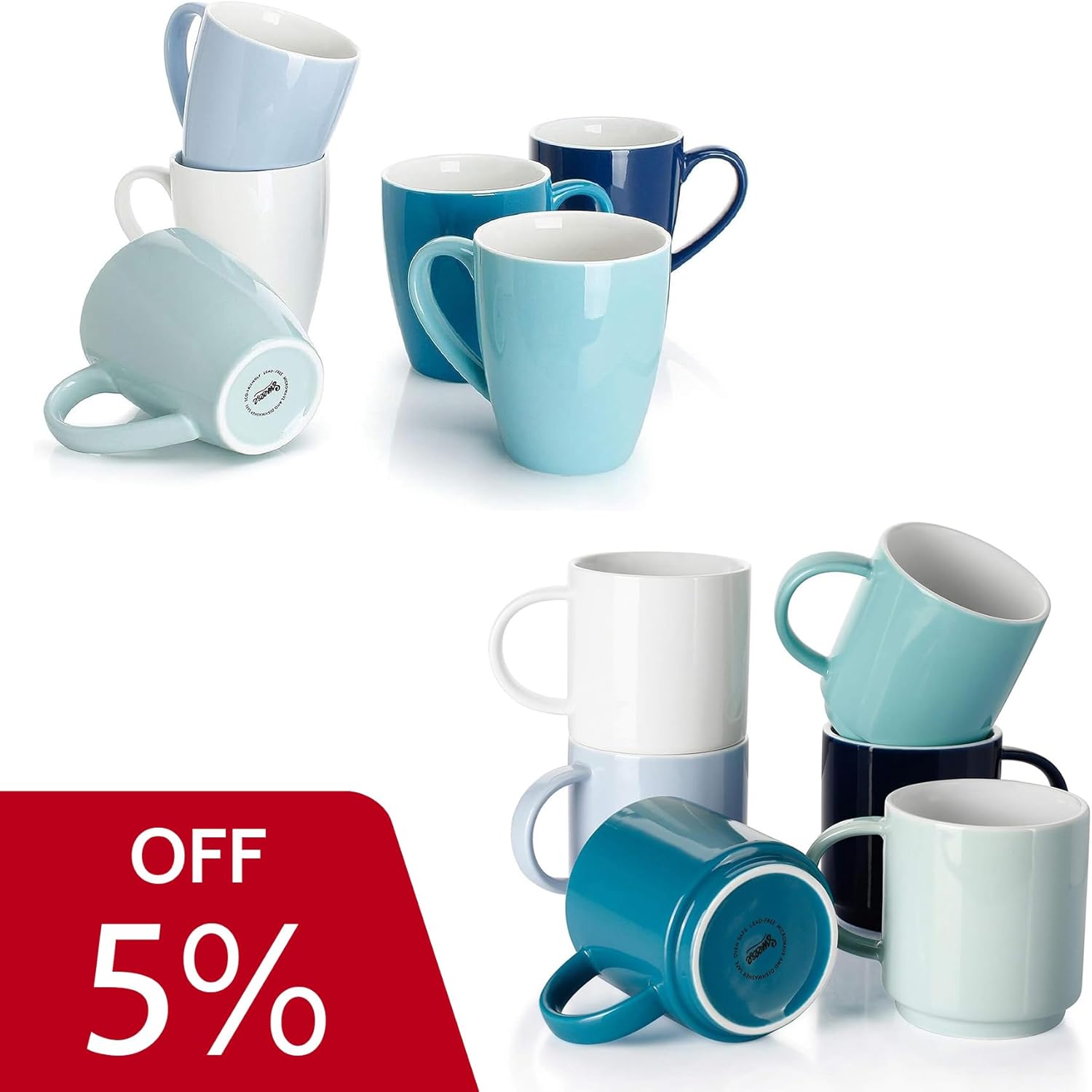 Sweese Porcelain Coffee Mugs and Stackable Coffee Mugs